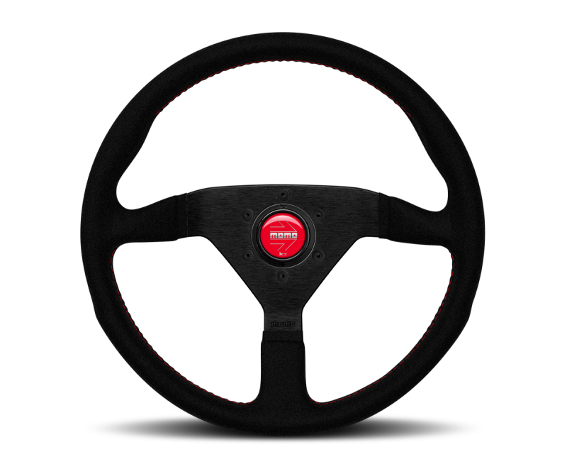 Momo Monte Carlo Steering Wheel - 350mm (Black Alcantara / Red Stitch)