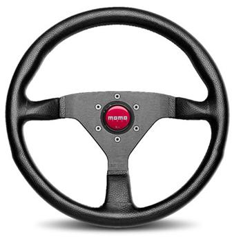 Momo Monte Carlo Steering Wheel - 350mm (Black Leather / Red Stitch)